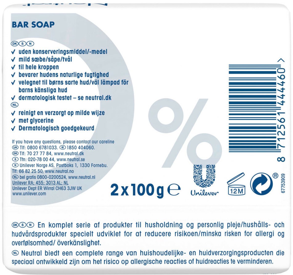 Neutral - Zeeptablet - Sensitive Skin - 2x100g x 6