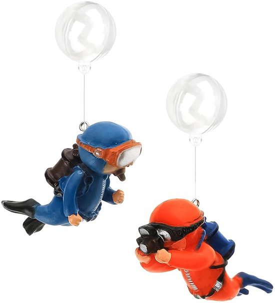 2 stuks aquariumdecoratie, drijvende vissspeelkameraden voor aquaria, schattige kleine duikdecoratie, interessante vistankornamenten, voor aquarium en aquaria, thuis, kantoor