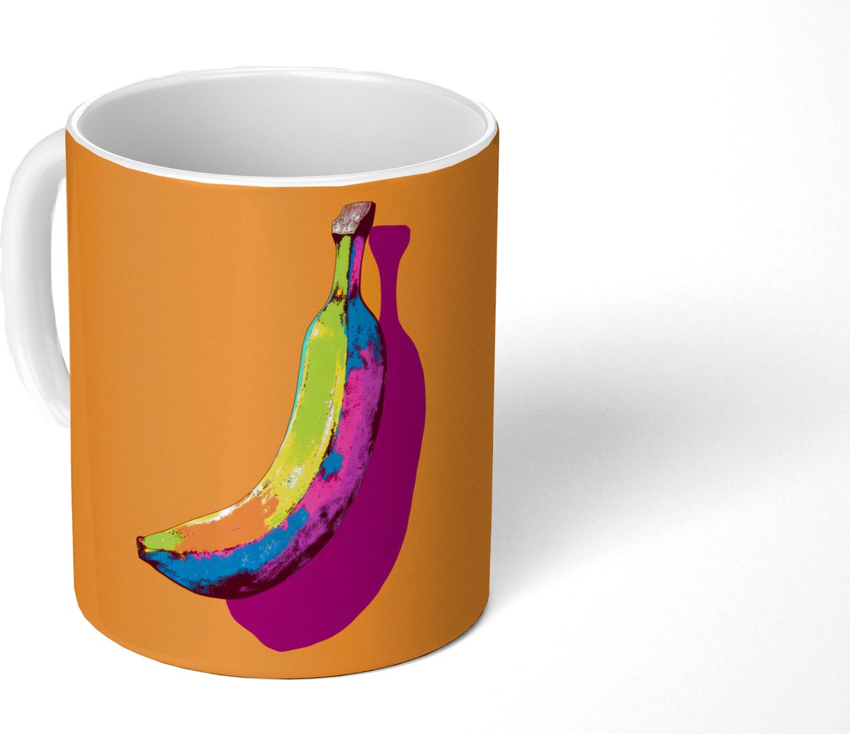 Mok - Koffiemok - Felle kleuren - Banaan - popart - Mokken - 350 ML - Beker - Koffiemokken - Theemok