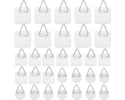 30 x Zelfklevende wandhaken, onzichtbare klevende schilderijhangers, wandklem zonder boren, lijstmontage zonder boren voor foto's, schilderijen en kunst