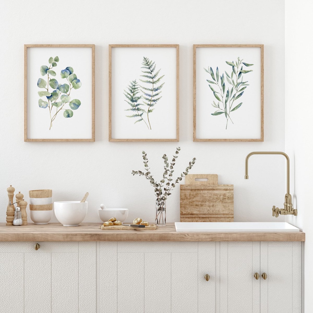 Azomor® Set van drie botanische kunstposters voor een stijlvolle muurdecoratie