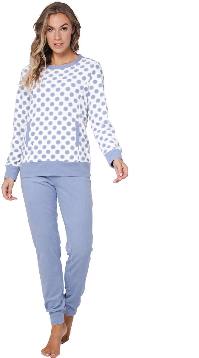Pastunette - Blue Fog - Pyjama/Huispak - Badstof - Wit/Blauw - Maat 36