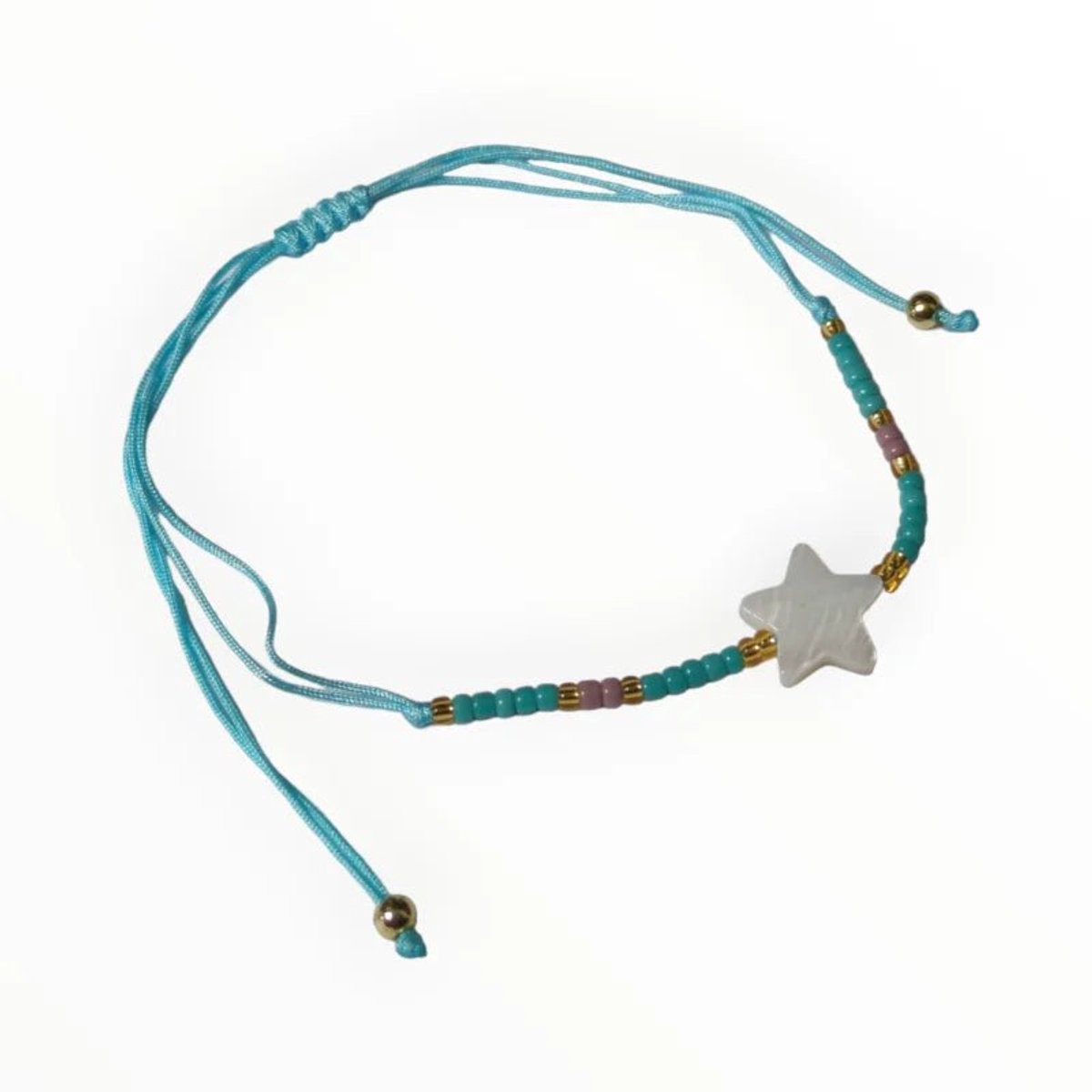 Aramat Jewels- verstelbare armband kralen en schelp ster - Turquoise