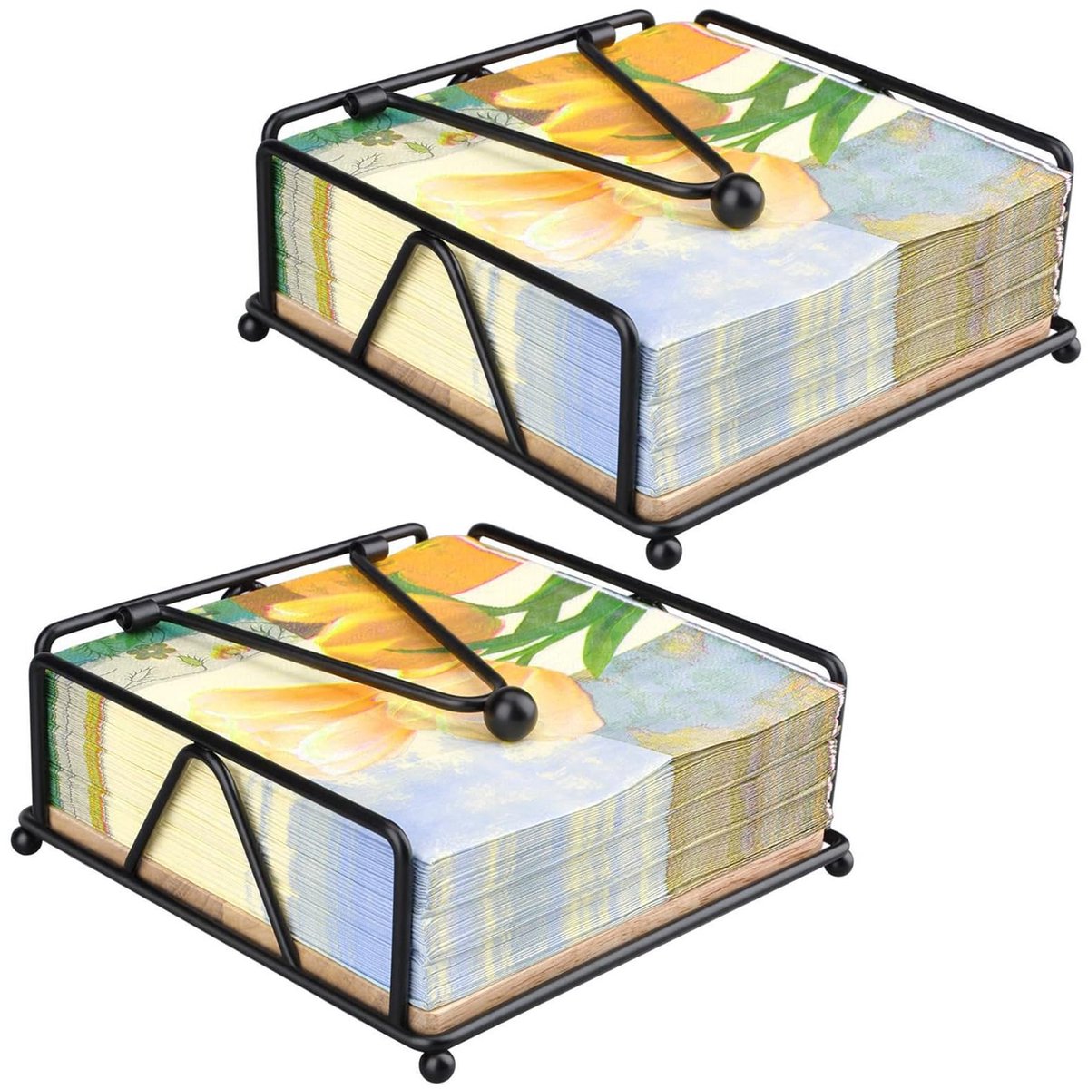 Azomor® Stijlvolle servettenhouder set met houten basis voor elke gelegenheid