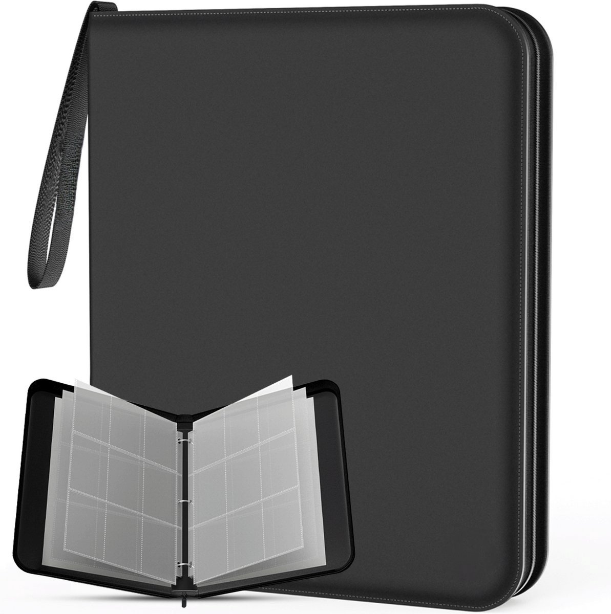 Card Binder Album - 900 Kaarten - 50 Pagina's - Binder Map voor Kaarten - Verzamelmap - verzamelmap binder geschikt - Card Binder met Ritssluiting - Zwarte -LOUZIR