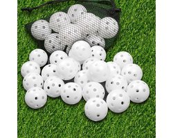 24x Witte Golf Oefenballen met Luchtgaten - 40mm Training Ballen voor Swing Practice - Veilig voor Tuin en Binnenshuis