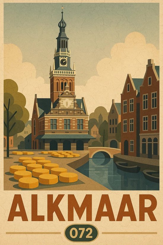 Alkmaar Poster - Steden Posters - Nederland - Tekst - Waag - Wanddecoratie Woonkamer - 180 gram papier - S6668WV - Formaat 50 x 70cm