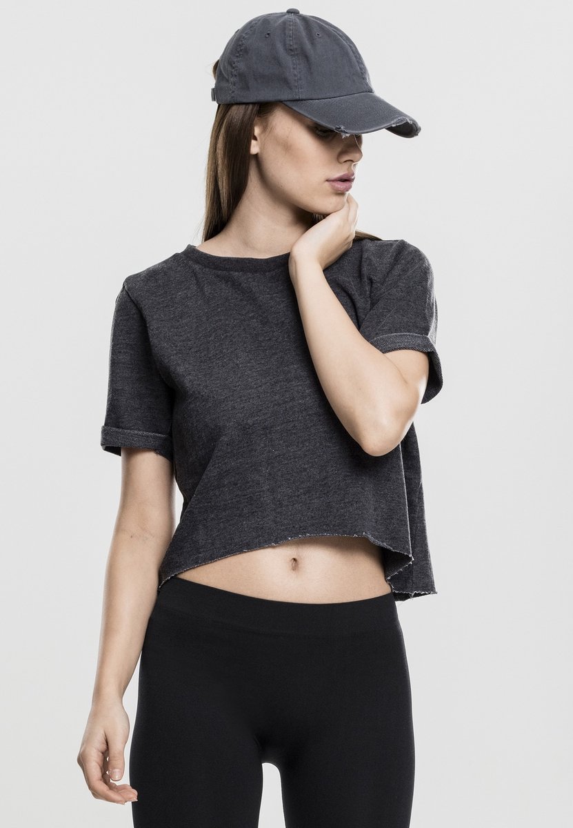 Urban Classics Burnout Crew Crop top S Grijs
