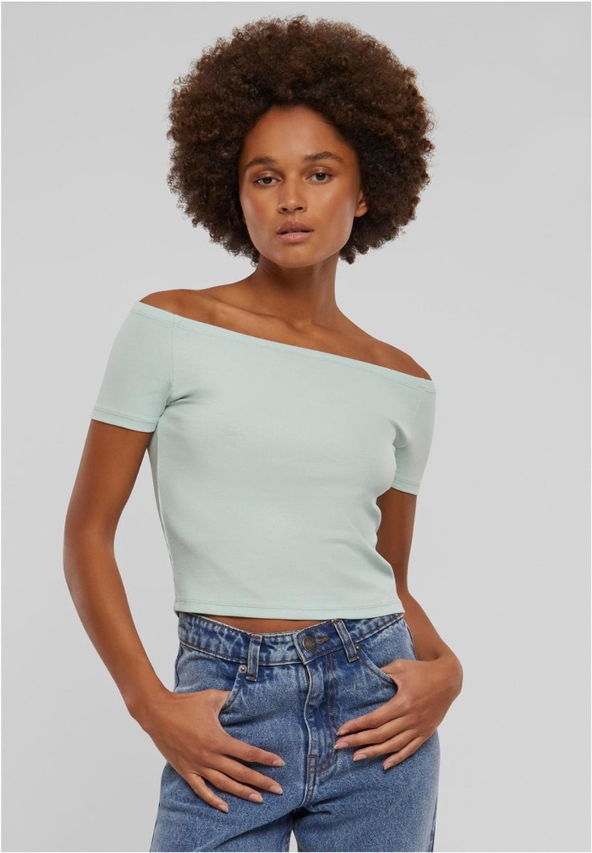 Urban Classics Organic Rib Off shoulder top 3XL Mintgroen
