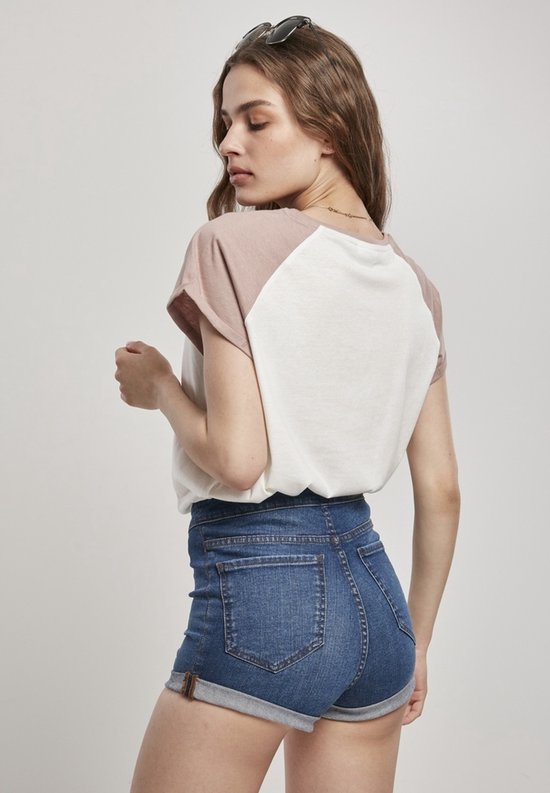Urban Classics Tshirt Femme -2XL- Contraste Raglan Crème/Rose