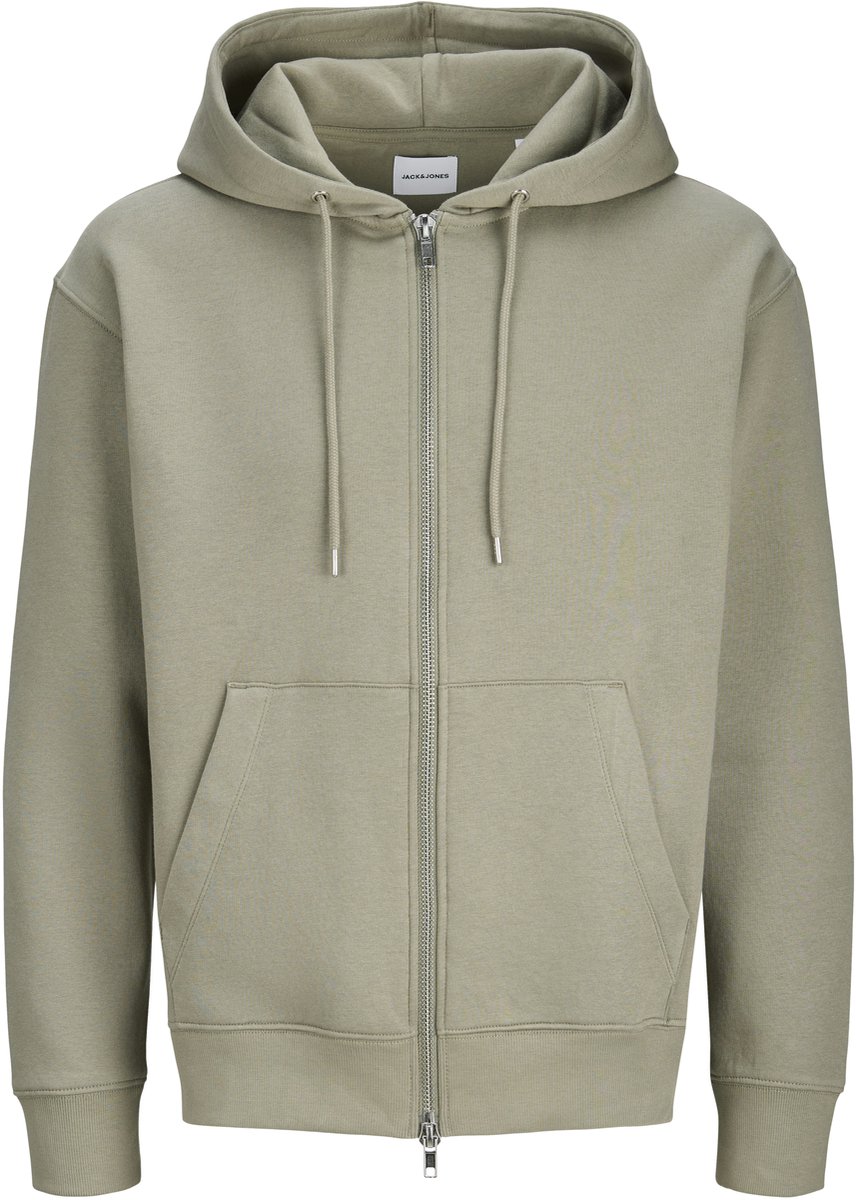 JACK & JONES Ace sweat zip hood regular fit - heren sweatshirt katoenmengsel met capuchon met rits - groen (vetiver)