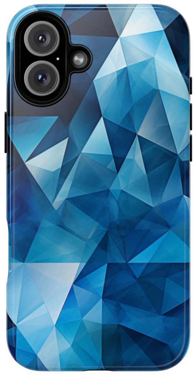 Blauw Geometrisch Driehoekenpatroon – Telefoonhoesje Geschikt voor iPhone 16 Plus