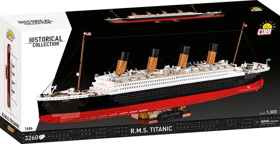 Doos van de COBI R.M.S. Titanic met afbeelding van het schip.
