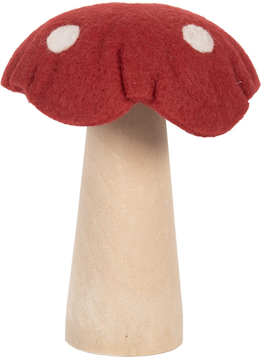 Decoratie Paddenstoel 14x14x17 cm Rood Vilt