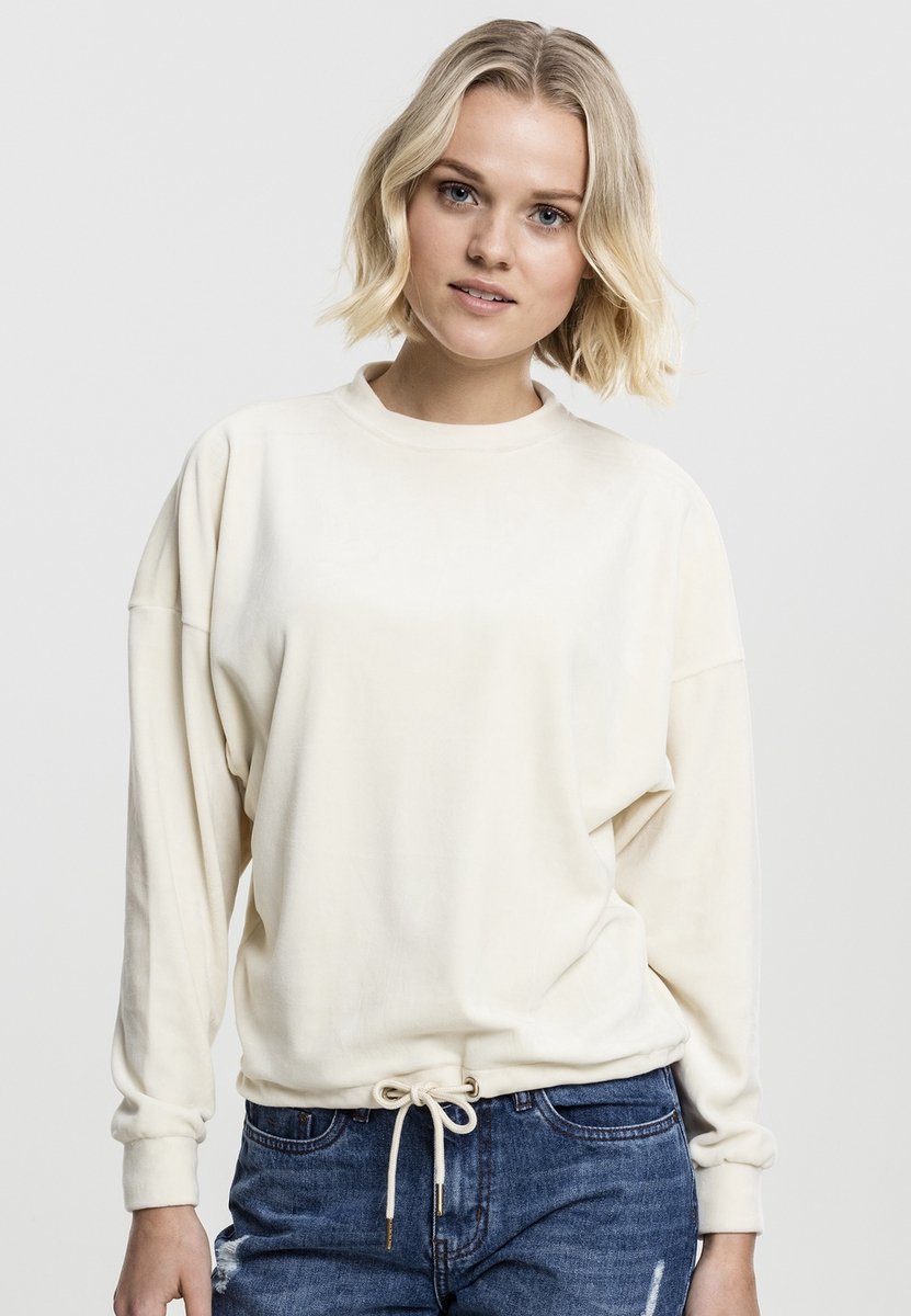 Urban Classics Oversized Velvet Crew Sweater/trui XS Beige