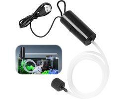 Mini USB-aquarium luchtpomp - Luchtpompje Aquarium - Aquarium Zuurstof Pomp - draagbare - stille bubbel zuurstofpomp - met luchtslang - met luchtsteen - kleine luchtbeluchterpomp voor aquarium - voor thuisvissen, viswinkels - zwart