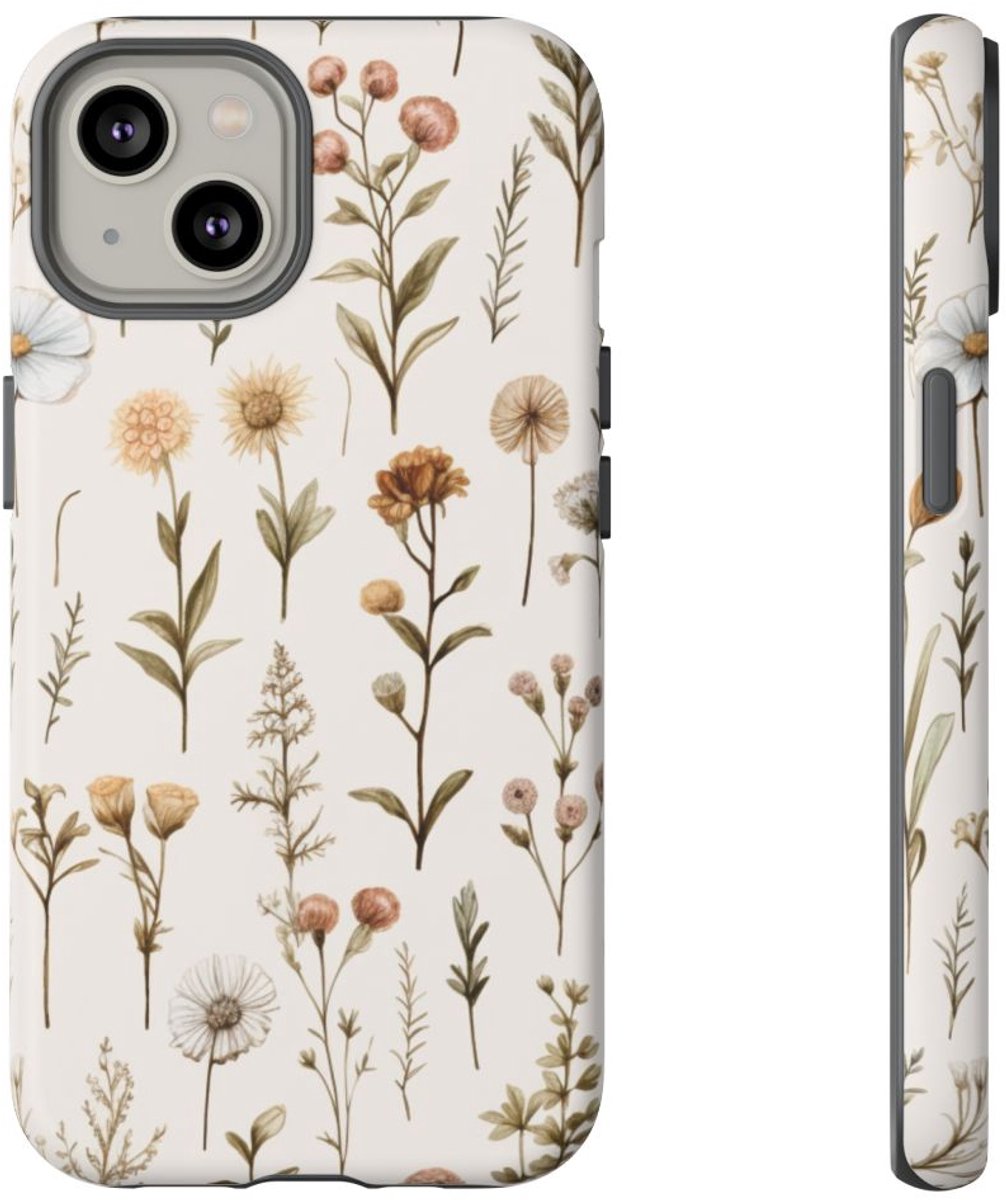 Handgetekende Wilde Bloemen en Kruiden – Telefoonhoesje Geschikt voor iPhone 14