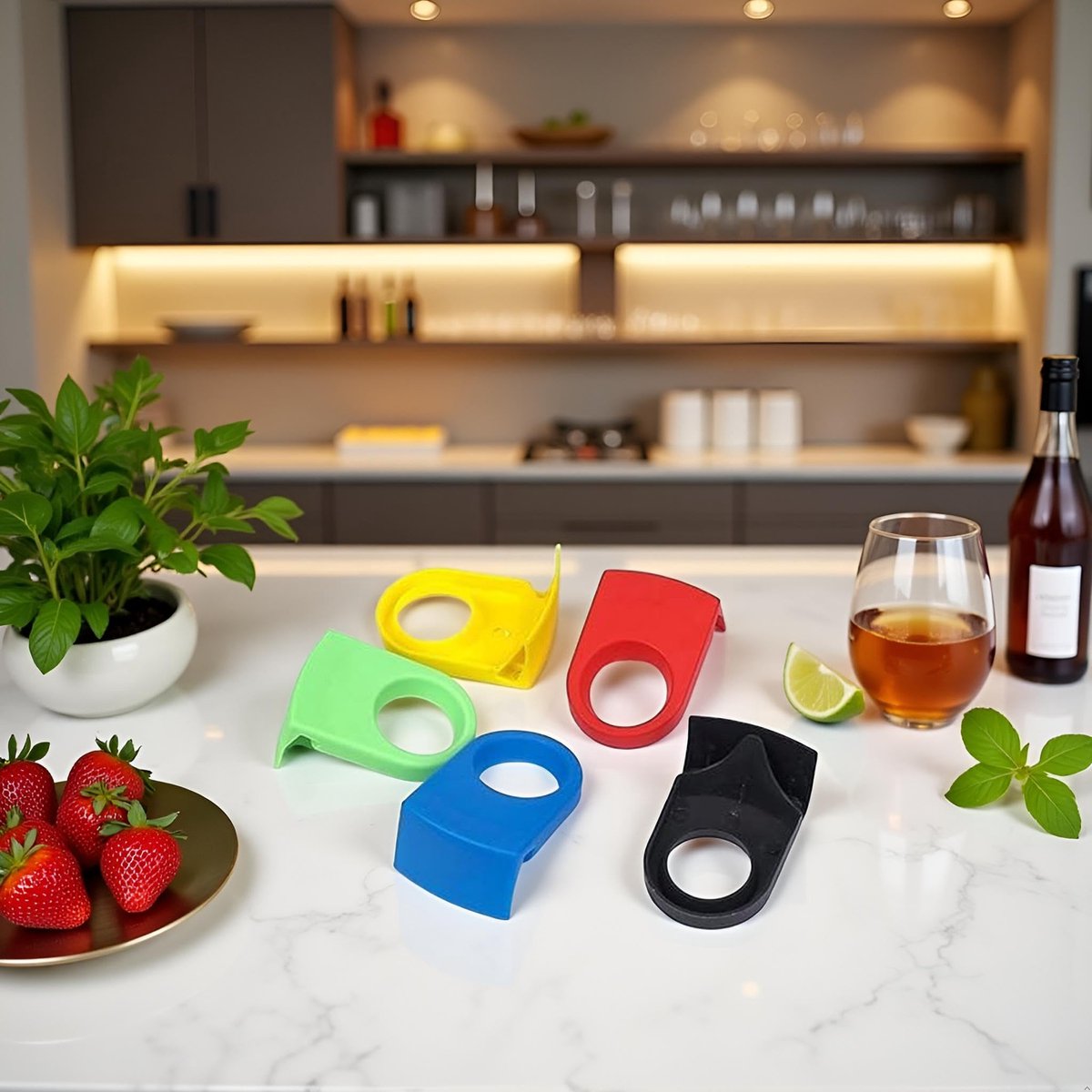 5 stuks willekeurige kleur, Bier Snap, Plastic drinken Clip, toepassing: Bar Mini bierfles houder Clip, wijn cocktail Tall glas verjaardag bruiloft partij houder en dispenser