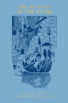 Titelpagina van 'The Hunting of the Snark' door Lewis Carroll, geïllustreerd door Tove Jansson, met een blauwe tekening van karakters op een boot.
