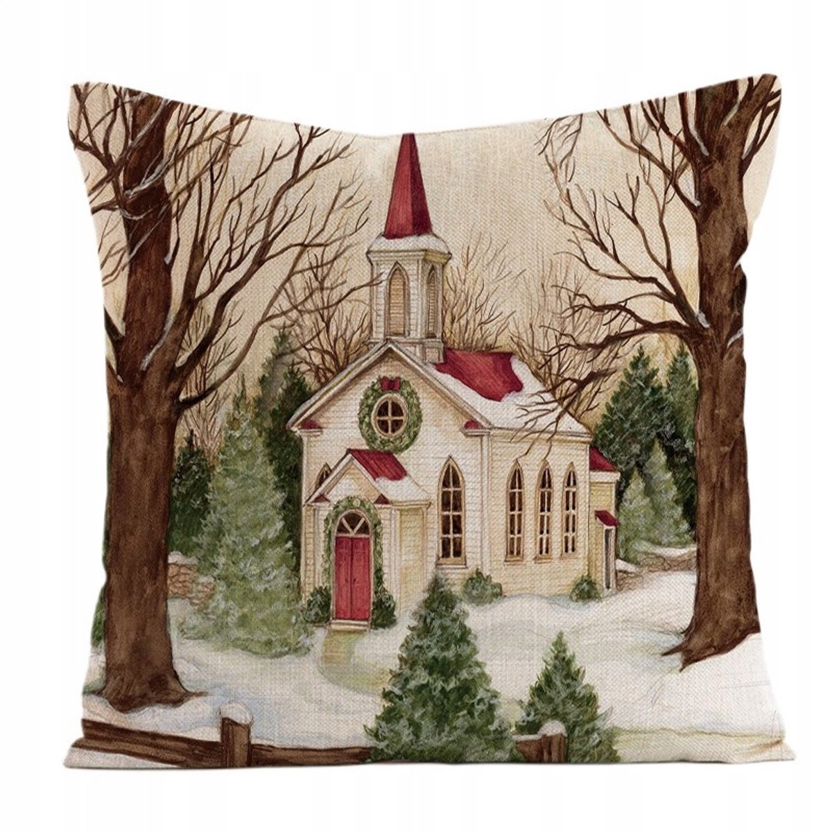 Kerst Kussenhoes Decoratief 45x45cm - Gezellige Feestdagen Sfeer
