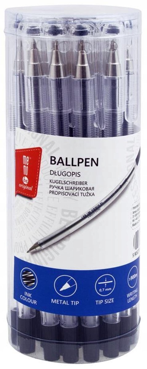 MemoBe Kantoorpen 0,7mm Zwart Transparant 20 Stuks