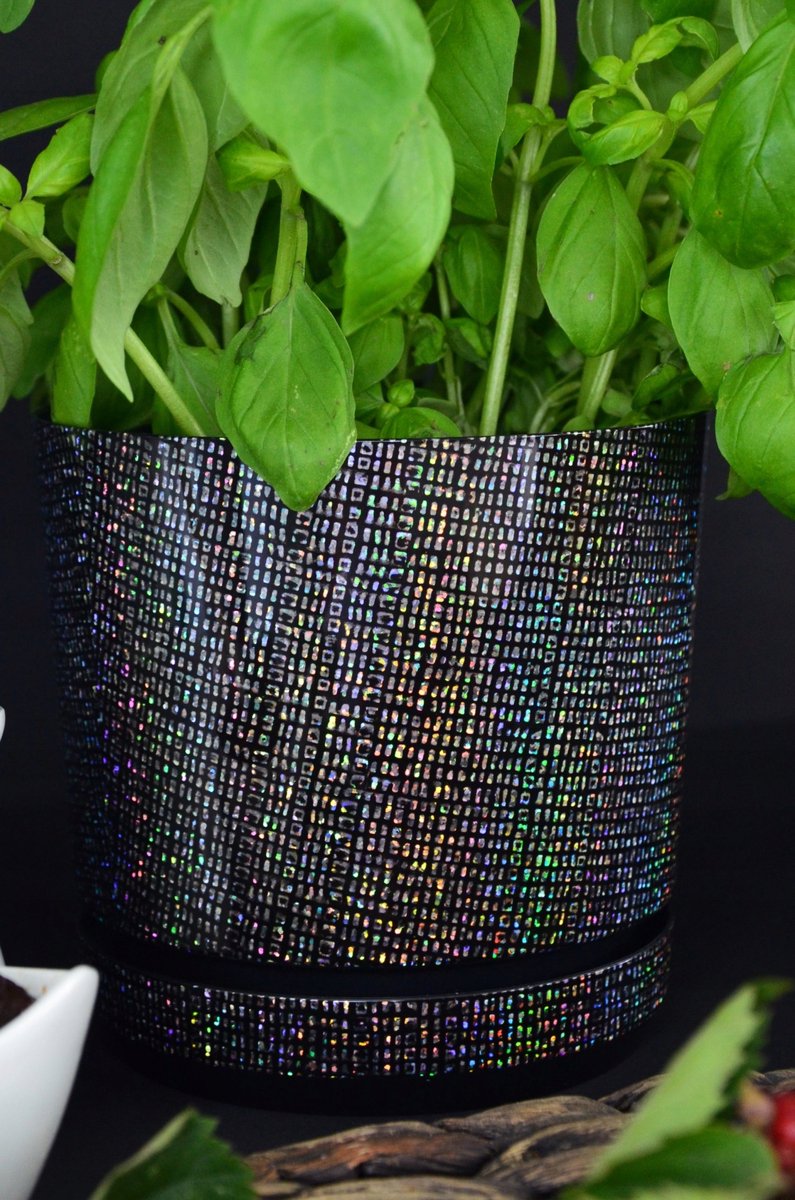 Grote Black Diamond Pot 32 cm met schotel - Glanzend effect