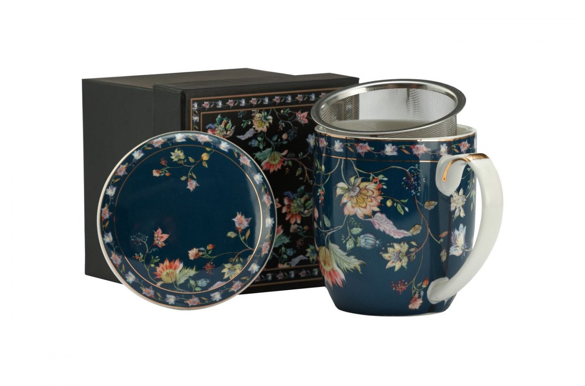Merkloos Merkloze Porseleinen Mok met Bloemendecor en Theefilter (380ml)