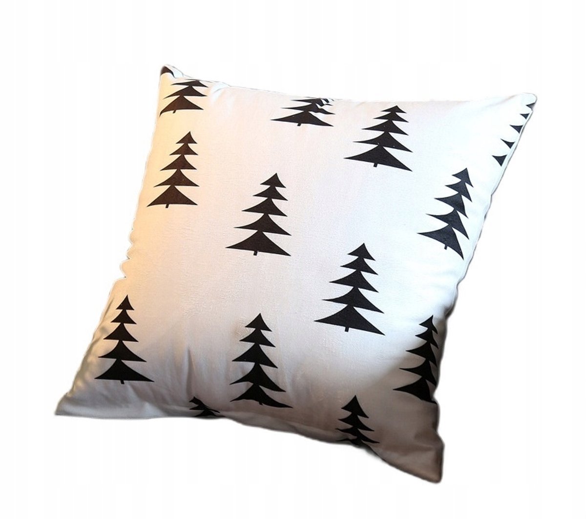 Decoratieve Dubbelzijdige Kussensloop 43x43 cm - Witte Kerstboom Print