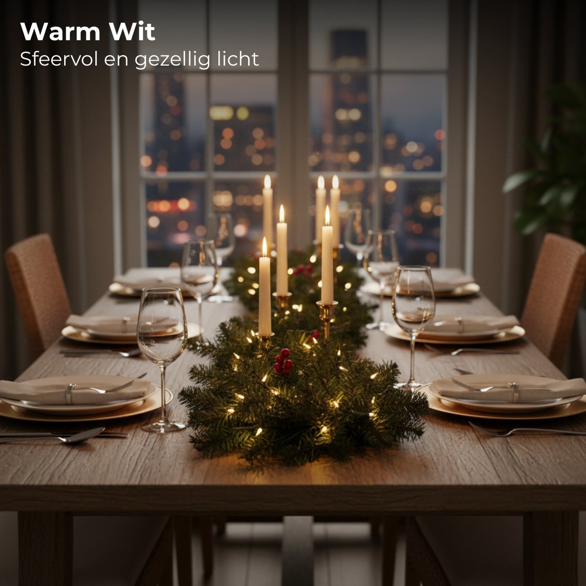Lomera Guirlande met LED - 270 CM Lengte - Kerstguirlande - Warm Wit Licht - Werkt op Batterijen - Kerst Slinger - Binnenshuis Gebruik - Dennetak Guirlande - Kerstslinger met Verlichting - 6 Uurs Timer - Kerstdecoratie – foto 3