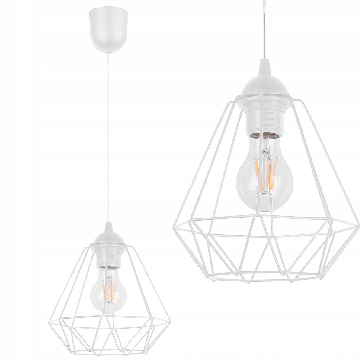 Hanglamp Wit Metaal E27 Diamant Stijl Loft 60W