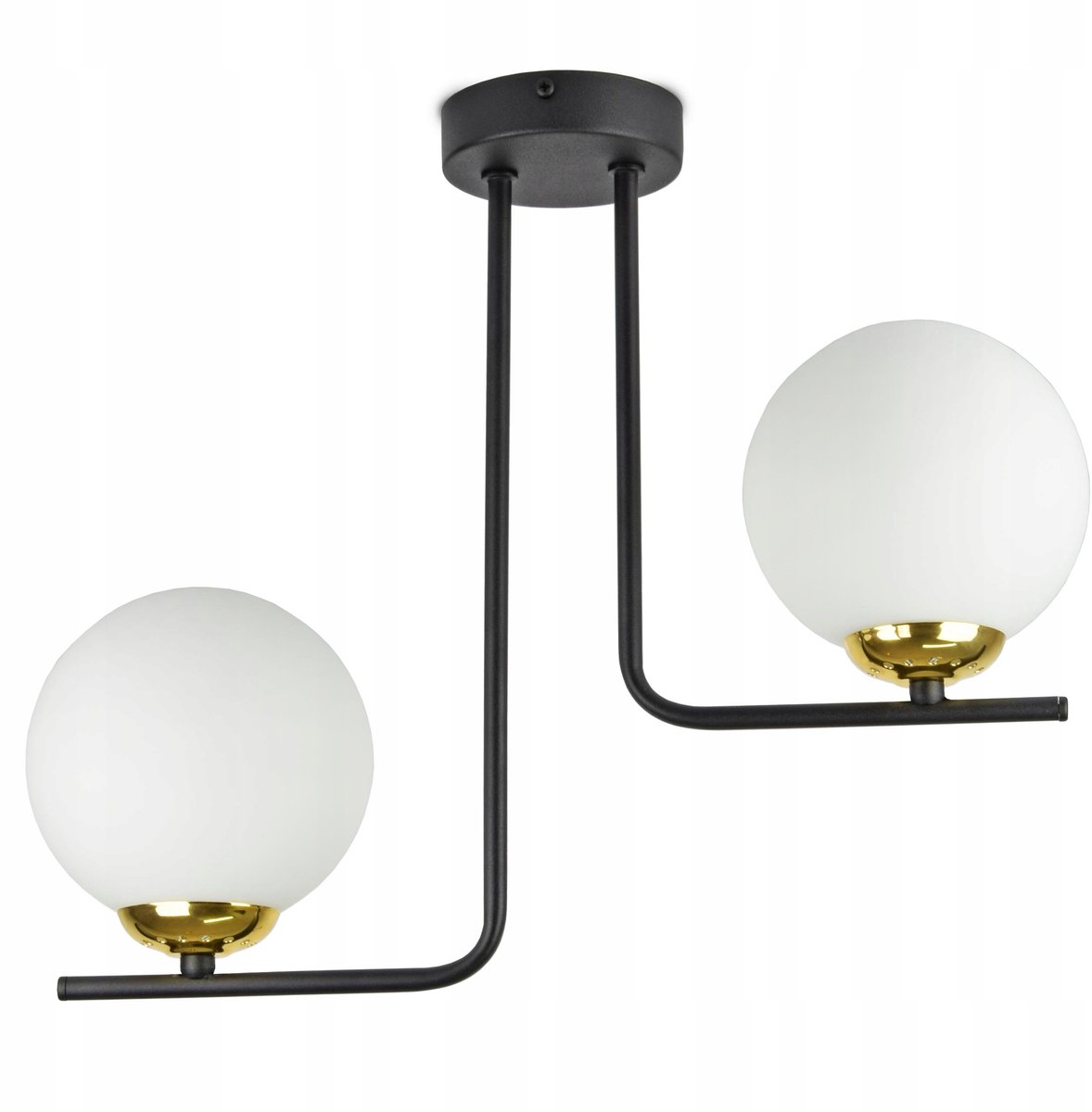 Zwarte & Gouden Hanglamp met Kogelvormige Kappen - Stijlvol Design