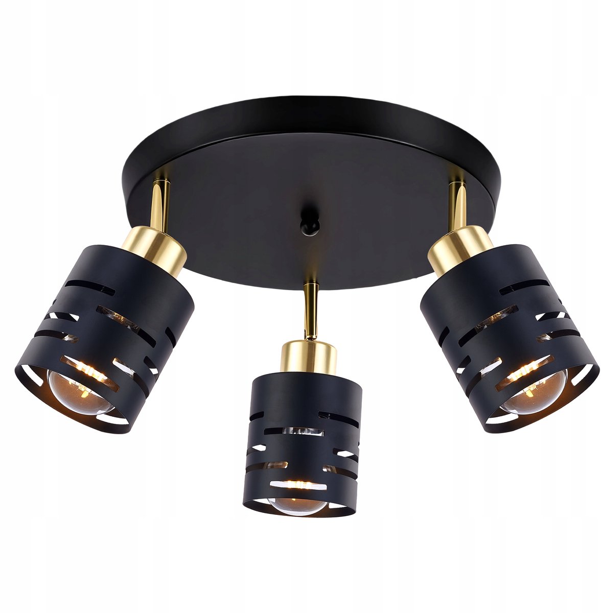Loft LED Plafondlamp Zwart Goud 3x E27 Verstelbaar