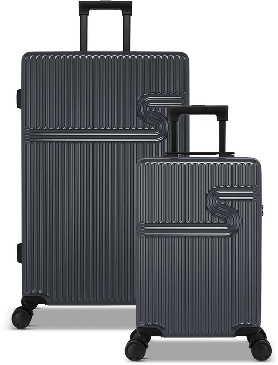 SUITSUIT Kofferset 2 delig - Reiskoffer groot - Handbagage koffer - Koffer set - Veilig TSA cijferslot - Reiskoffer set - Reiskoffer met wielen - Signature kofferset Charcoal Gray