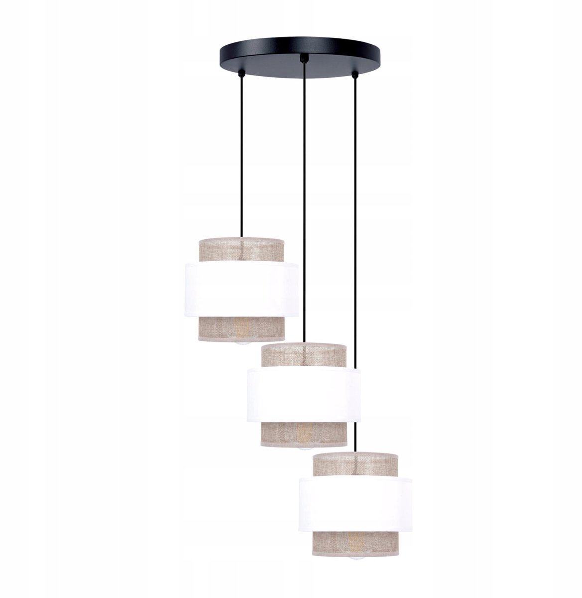 Kaja CEZAR hanglamp, rustiek, wit-beige, 3xE27, 45x45x100cm