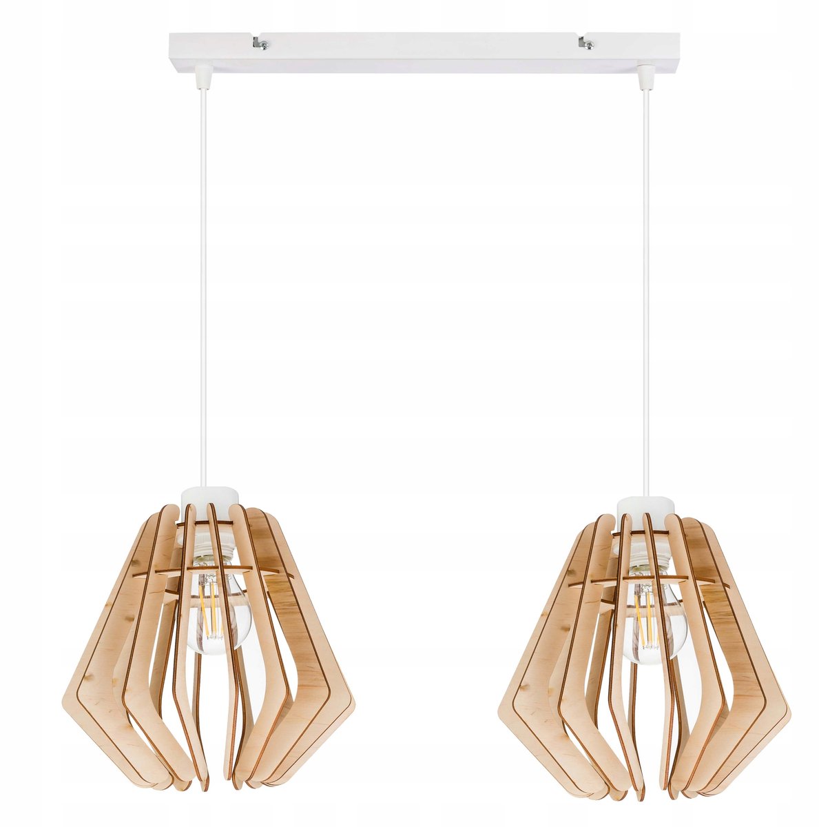 Loft Hanglamp met Houten Kap, 2x E27 Fitting