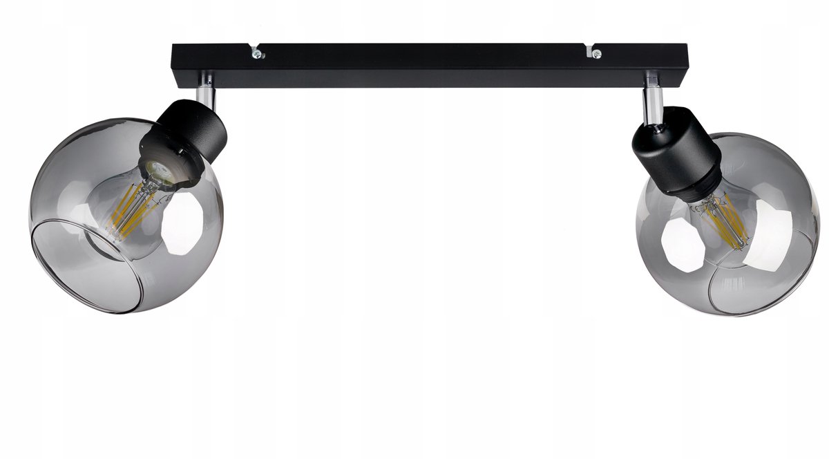 Moderne Plafondlamp Balk met Glazen Bol - 2xE27