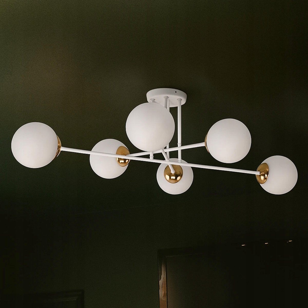 Kaja ELMO K-5314 Hanglamp Wit Goud 6xE14