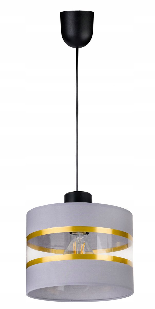 Hanglamp met Stoffen Kap - Goudkleurige Strepen - E27 Fitting