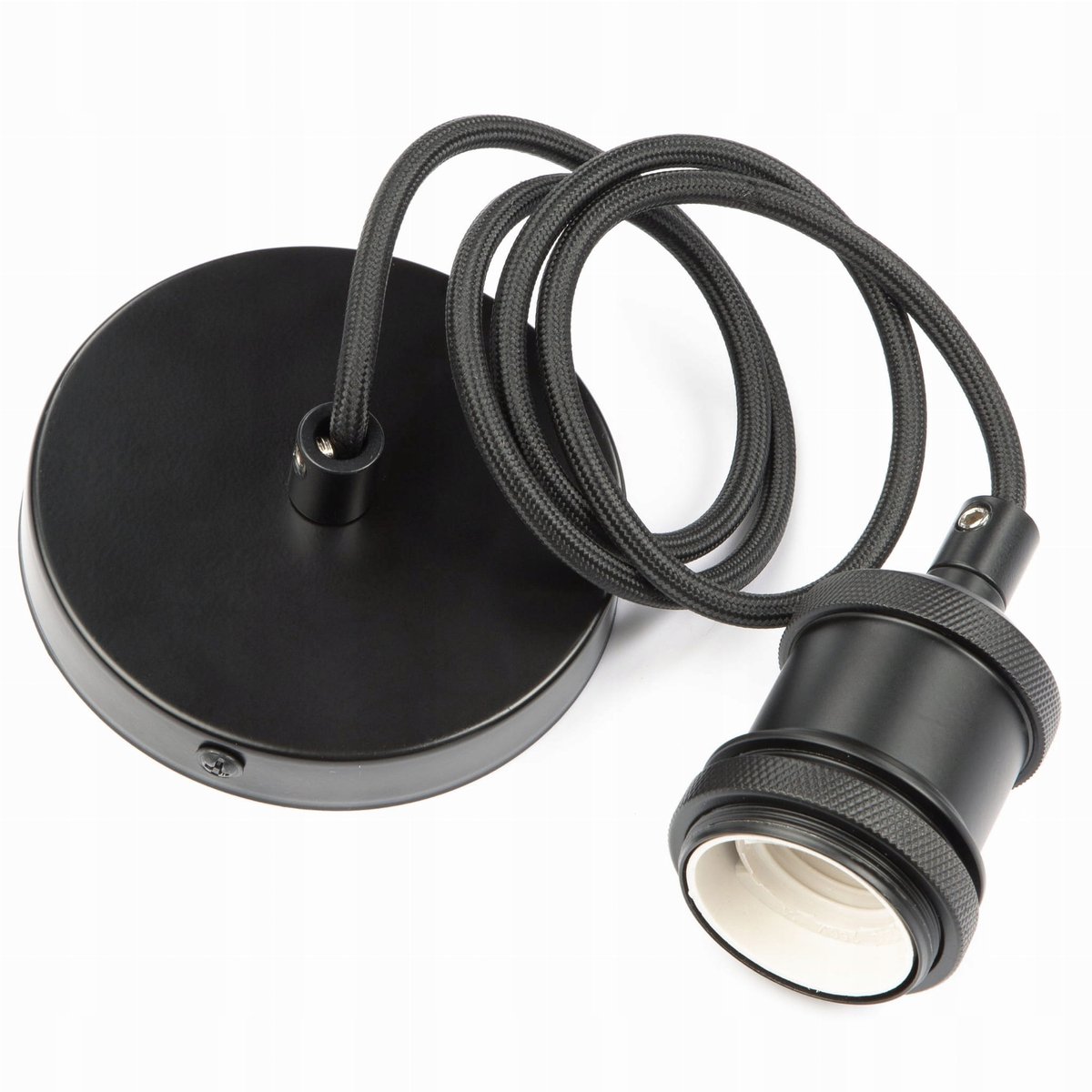 Hanglamp met mat zwarte fitting, E27 fitting, 95cm verstelbaar