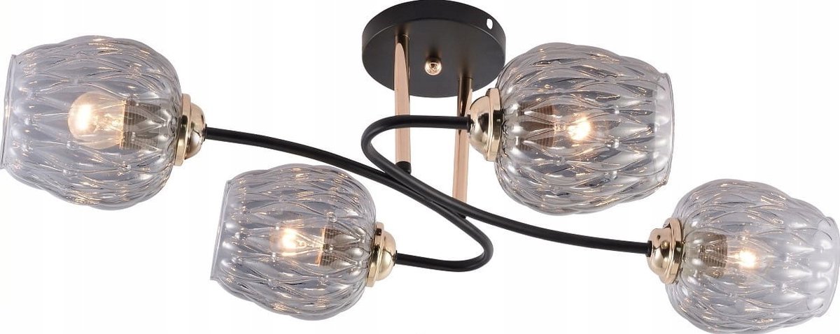 Mariah 4 Kroonluchter Zwart/Goud/Blauw - E27 Plafondlamp