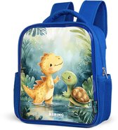 NoBoringSuitcases.com® - Rugzak blauw - Schooltas jongens - Dino - Schildpad - Jungle - Kinder rugtas jongen - Boekentas kind - Kinderrugzak voor school - Schoolrugzak