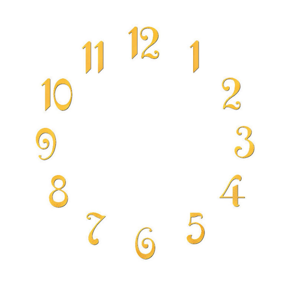 Nummerset Arabische cijfers messing geel voor quartzhorloges, mechanische horloges L:20mm