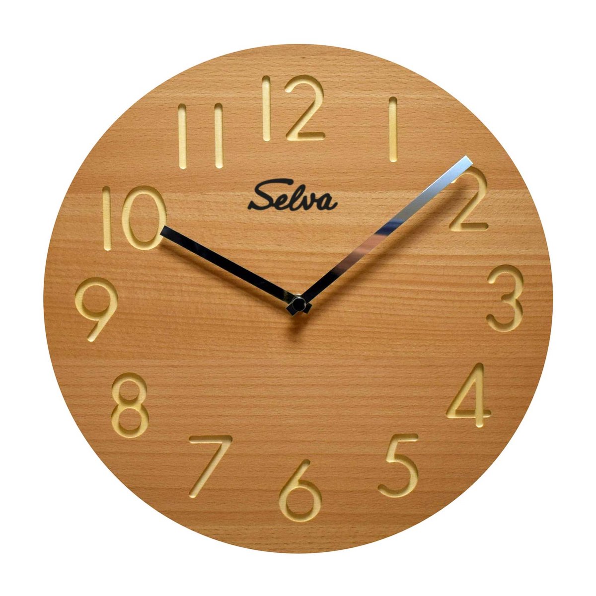 SELVA wandklok, modern, groot, quartz uurwerk, van hout (MDF-gecoat), Zwarte Woud handwerk, Made in Germany