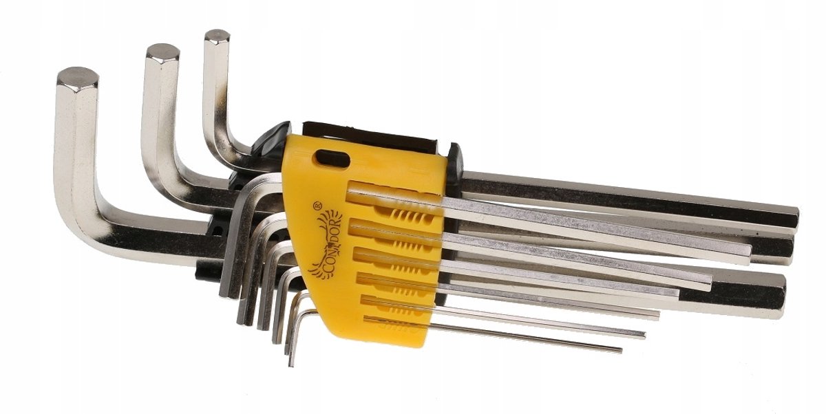 9-delige inbussleutelset 1,5-10mm CrV, Verlengd
