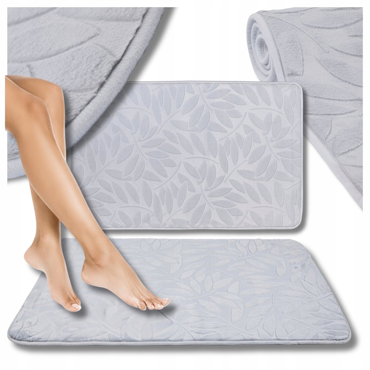 Zachte Antislip Badkamermat Grijs 3D Patroon 50x80cm