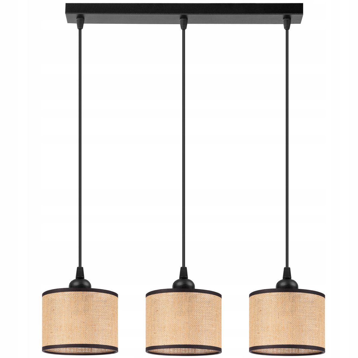 Rustieke hanglamp Jute - Beige/Zwart - 3xE27