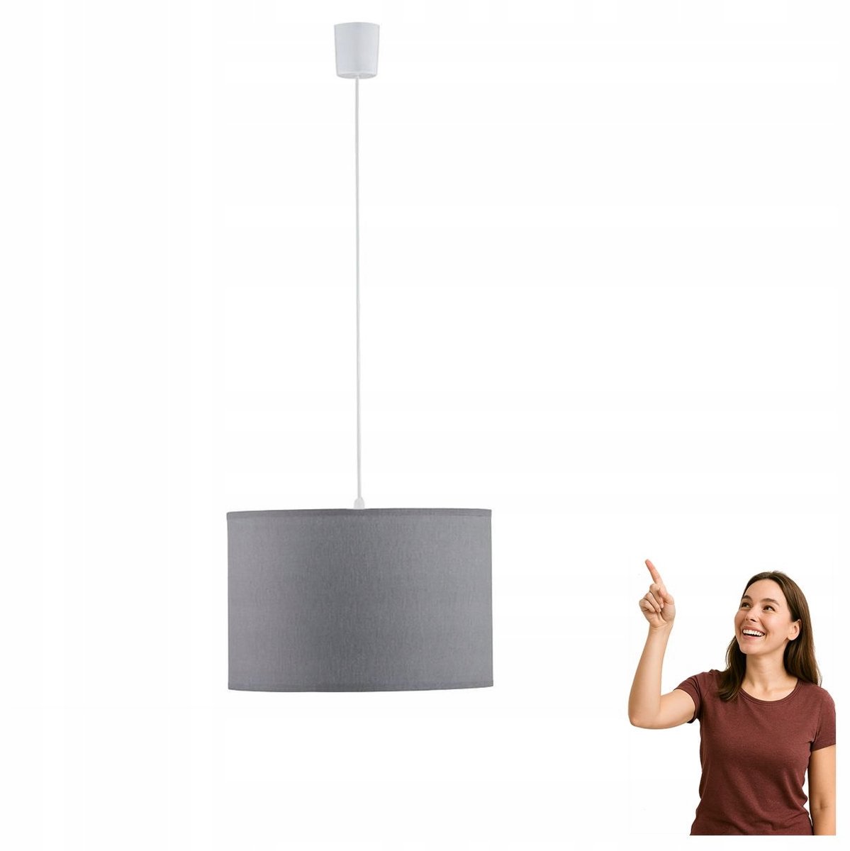 RONDO 3463 Hanglamp - Wit Kunststef & Stof, E27