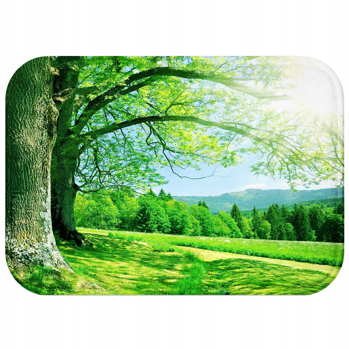 Antislip Badmat - Natuurprint Gras & Bomen - Zacht & Sneldrogend