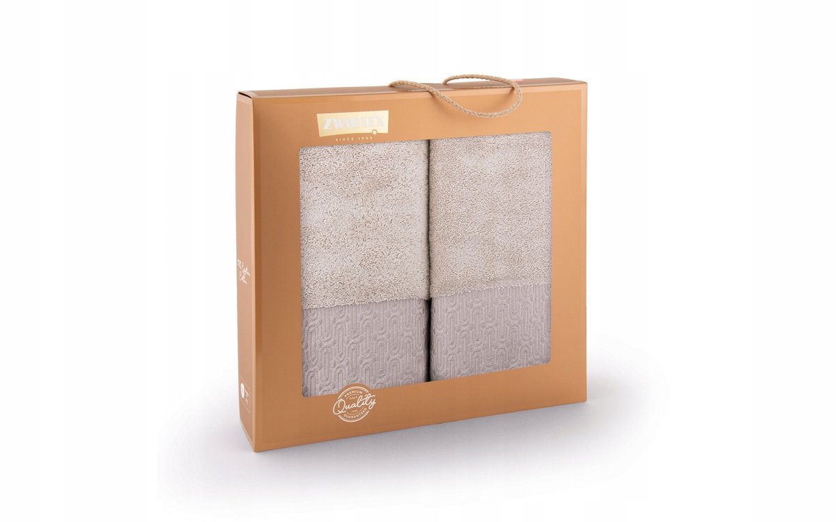 Zwoltex Art Deco handdoekenset lichtbeige 50x90+70x140cm - 100% katoen