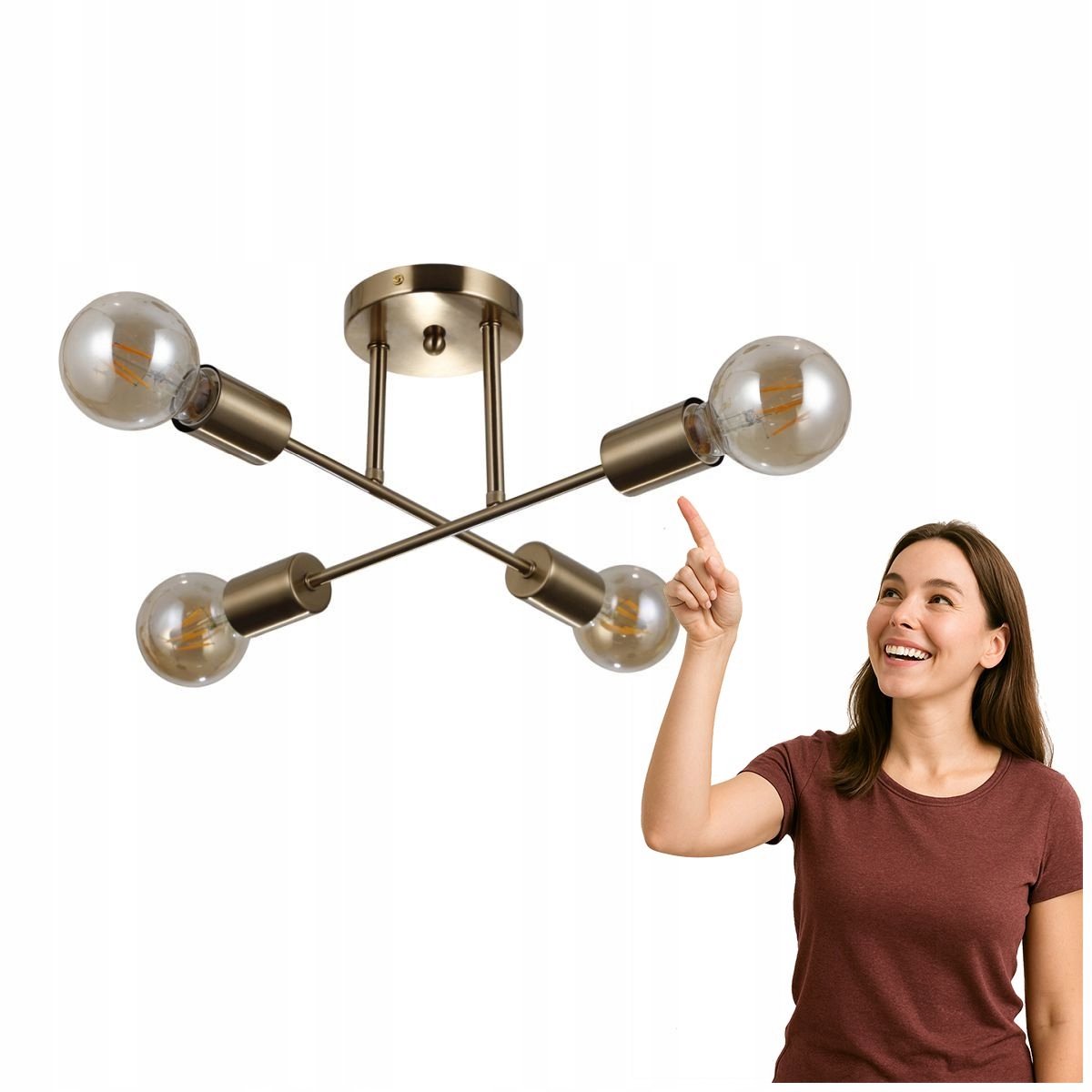 FORMIO Klassieke Plafondlamp Messing 4xE27
